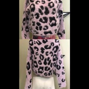 Wild Fable Pink Fuzzy Softest Sweater- Leopard XL